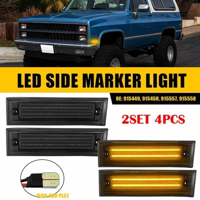 4X Luz LED de señalización lateral para parachoques delantero GMC R1500 R2500 R3500 1987-1991 Foto 1 de 4