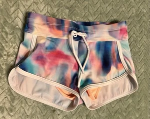ATHLETA GIRLs Rainbow Stripe Athletic Shorts XS 6 Lined Track Drawstring Gym - Picture 1 of 1
