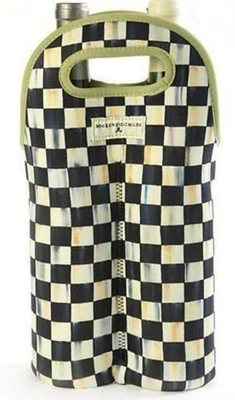 Bolso de Mano Doble Vino Mackenzie Childs COURTLY CHECK Negro Nuevo en Paquete Foto 1 de 4