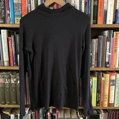 Commando Black Pima Cotton Blend Luxury Rib Kangaroo Pouch Hoodie, size L - Image 1 of 4