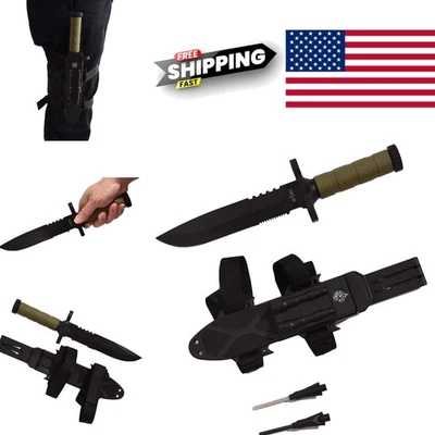 Durable Bowie Knife 1275 Inch Stainless Steel Blade Lightweight Rubber Handle - Image 1 of 4