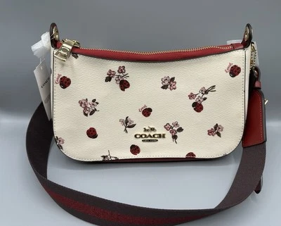 NWT Coach Ladybug Floral Print Jes Baguette Crossbody C7973 Chalk Multi - Image 1 of 4