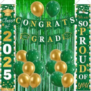 Green and Gold Graduation Decorations Class of 2025 Green and Gold Congrats G... - Picture 1 of 6
