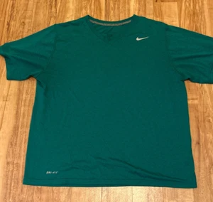 Nike Dri Fit Mens Size Large Green Short Sleeve T-Shirt Swoosh Moisture Wicking - Picture 1 of 6