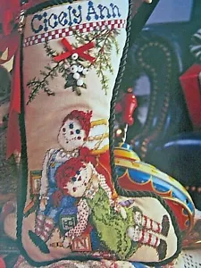 Cross Stitch "MISTLETOE KIDS STOCKING" pattern - Christmas, dolls, blocks - Imagen 1 de 1