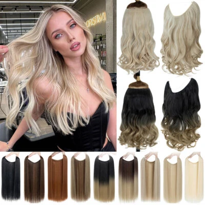 Alambre Invisible Natural en Extensiones de Cabello Ondulado Largo Una Pieza 100% Real como Humano Foto 1 de 4