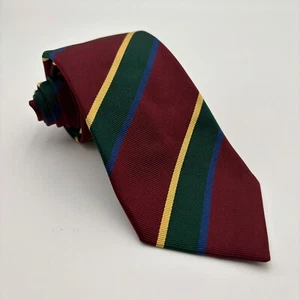 Corbata Charles Hill Repp para Hombres 100% Seda Granate Verde Tradicional Rayas Inglaterra - Imagen 1 de 8