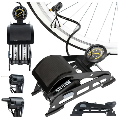 MALTRACK MalTec Fußpumpe mit Manometer, Luftpumpe für Fahrrad Auto Matratze, Fahrradpumpe