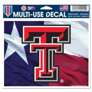Texas Tech Red Raiders State Flag Multi Use Car Sticker NCAA Decals Cling 5 x 6 - Picture 1 of 1
