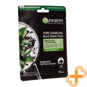 GARNIER Skin Naturals Vegan Face Mask with Charcoal and Black Tea Leaves 28 g - Picture 1 of 24