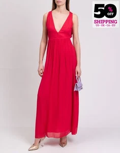 RRP€360 PATRIZIA PEPE SERA Maxi Dress IT38 US2 UK6 XS Red Lined Made in Italy - Picture 1 of 8