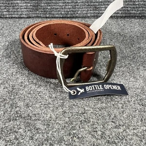 American Eagle Bottle Opener Belt Mens Size 40 Brown Leather Causal Party New - Picture 1 of 12