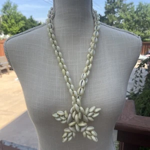 "Precioso collar Lei de concha marina hecho a mano con gran racimo de estrellas-Hawai 30"" brillante" - Imagen 1 de 6