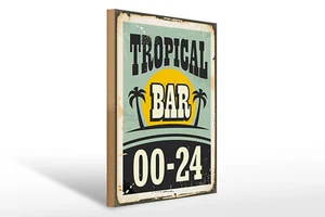 Holzschild Alkohol 30x40 cm Tropical Bar Retro 00-24 Geschenk Schild wooden sign - Picture 1 of 5