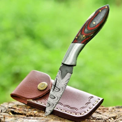 Best Damascus Folding Blade Pocket knife - Best Damascus Gift Knives - Hunter - Image 1 of 4