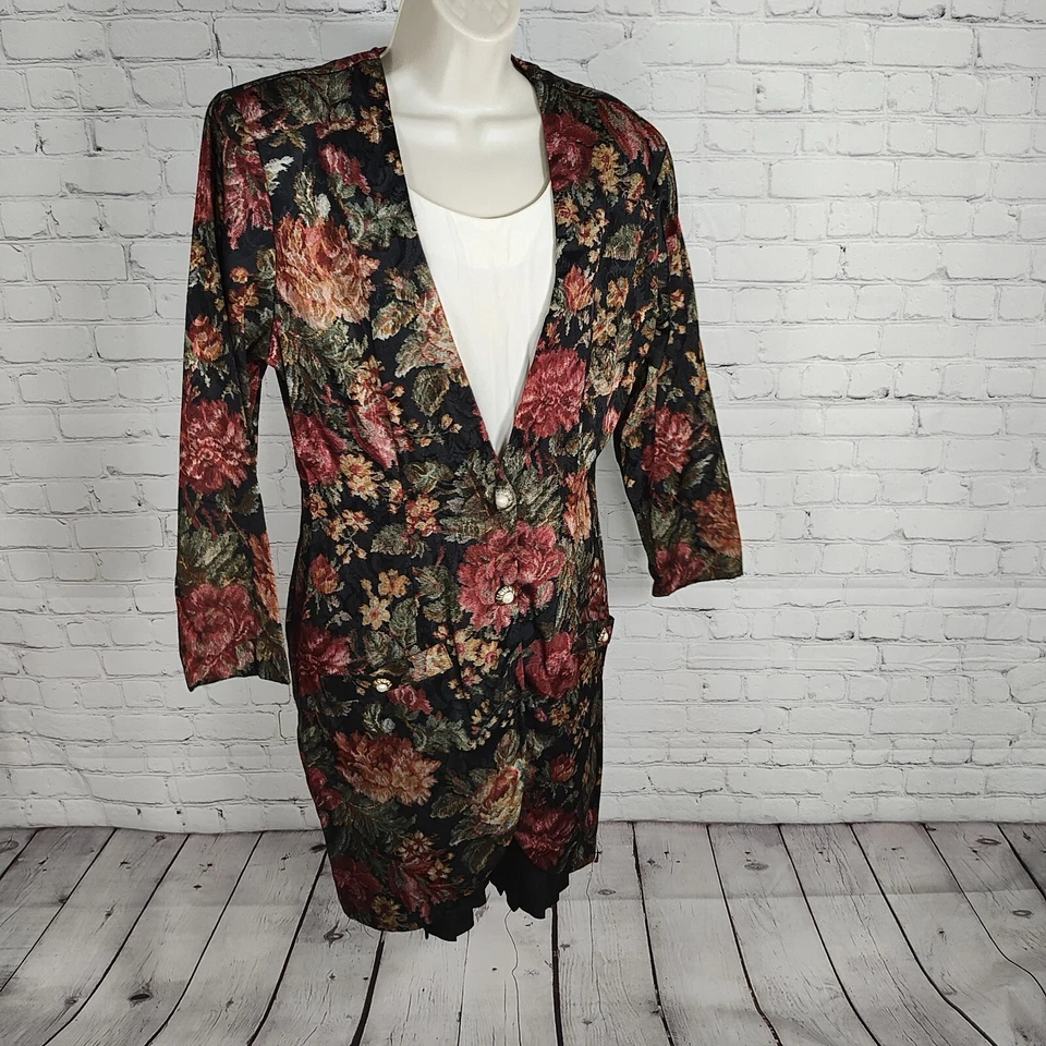 De Colección Dawn Joy Moda Imitación Cami Plisada Falda Forro Floral Embellecido Botones 12 Foto 1 de 4