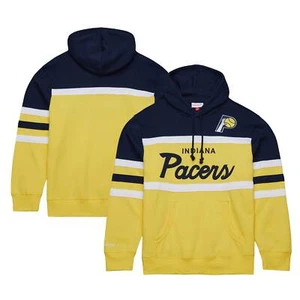Men's Mitchell & Ness Navy/Gold Indiana Pacers Head Coach Pullover Hoodie - Picture 1 of 5