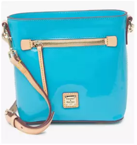NWT Dooney & Bourke Patent Leather Small Zip Crossbody Bag Sky Blue $198 - Picture 1 of 5