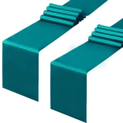 Horbaunal Pack Satin Table Runner 1x 108 Inch, Smooth Table Runners for 2 Teal - Image 1 of 4