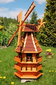 * Windmühle 3 stöckig, kugelgelagert 1,40m Bitum rot, Windmühlen Holz, Garten - Bild 1 von 3
