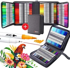 100 Colors Duo Tip Brush Markers Pens ZSCM Colored Pens Watercolor Art Marker... - Picture 1 of 6