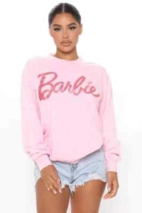 Barbie Sudadera Rosa Barbie Brillo Logo Para Mujer Talla Grande 3X Nueva Sellada - Imagen 1 de 15