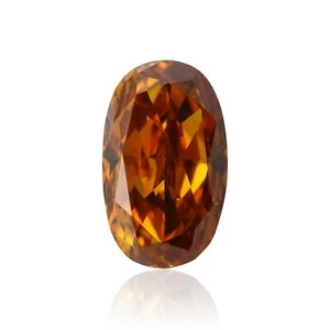 0.46 Carat Fancy Deep Brownish Orange Diamond Loose Certified Natural Color Oval - Picture 1 of 3