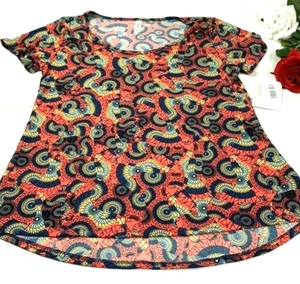 LuLaRoe Classic T NWT Orange Yellow Blue Patterned Women's Size S Shirt  - Picture 1 of 8