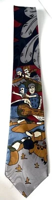 Enigma vintage Handmade Flintstones Stone Age Novelty Caveman Dinosaur Dino Tie - Image 1 of 3