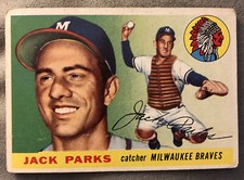 1955 Topps Jack Parks Baseball Card #23 Braves Catcher Low Grade