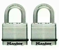 MASTER LOCK EXCELL M5T LAMINATED STEEL 50mm PADLOCK X 2 NEW 4 KEYS LEVEL 9 
