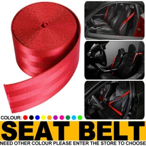 Car 3.6M Seat Belt Webbing Polyester Seat Lap Retractable Nylon Safety Strap Red - Picture 1 of 12