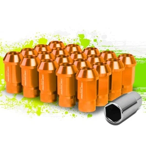 Aluminum Orange M12x1.25 25mm Open-End Style Conical Wheel Lug Nuts 20Pc+Adapter - Picture 1 of 5