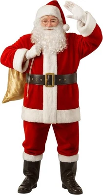 Santa Claus Costume for Men Professional Santa Suit Adults 10PCS Deluxe Red Chri - Image 1 of 4