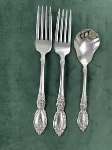 Oneida WORDSWORTH Sugar Spoon Dinner Knife Set 3 Stainless Flatware USA Made - Picture 1 of 12