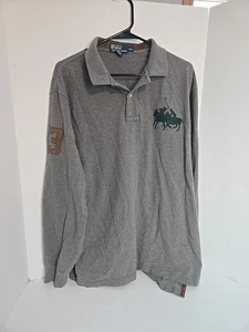 Vintage Polo Ralph Lauren Mens Gray Dual Match Rugby Long Sleeve Polo Size XXL - Picture 1 of 7