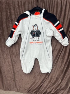 Harley Davidson Born To Ride Vintage Einteiler Fleece Overall Größe 24 Monate -S - Bild 1 von 16