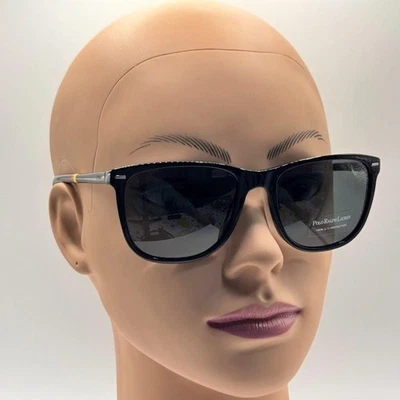 Óculos de sol masculino Y2K Ralph Lauren quadrado polo 4064 preto e amarelo 54/18 Itália - Imagem 1 de 4