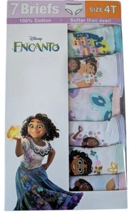 ENCANTO GIRLS 7 PACK PANTIES SIZE 4T  ASSORTED COLORS DESIGNS NEW IN BOX - Picture 1 of 2