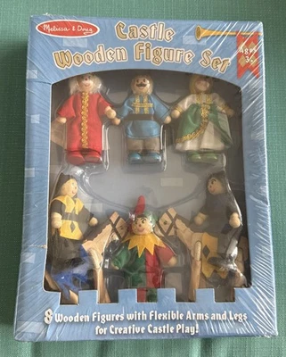 Melissa & Doug 8 Wooden Poseable  Castle Wooden Figure Set New - Image 1 of 2