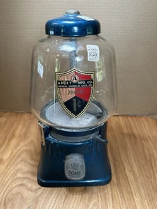 GLASS GLOBE VINTAGE 1 Cent Gum Ball Machine Works ABBEY MFG DECAL - Top Loose - Picture 1 of 8