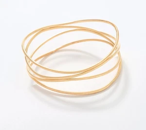 David Markstein Sterling Silver Multi Fine Line Bangle, Gold tone, Small - Picture 1 of 1