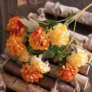 10 Heads Artificial Hydrangea Flowers Silk Bouquet Party Wedding Halloween Decor - Picture 1 of 7