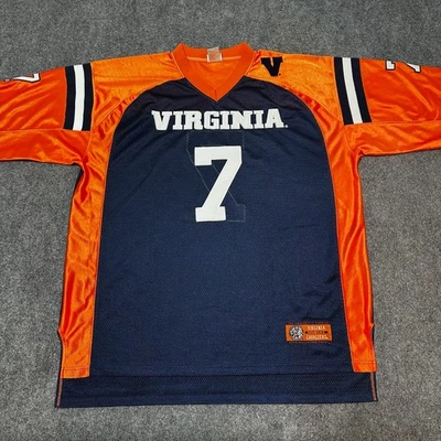 Virginia Cavaliers Jersey Mens XXL Blue Orange 7 Football Foot Locker Made Korea - Image 1 of 4