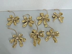 Christbaumschmuck Gold Schleife Kristall Mitte und Perle 6 Set je 4 x 4 Zoll - Bild 1 von 7