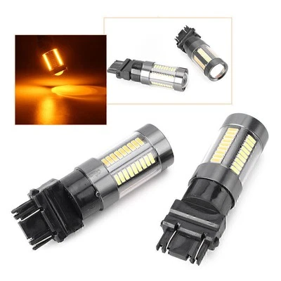 2x T25 3157 Dual-Color Switchback 66 SMD 4014 LED Bulbs Turn Signal light - Image 1 of 4