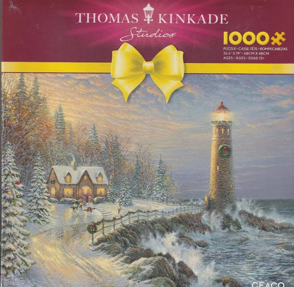 Thomas Kinkade 1000 Pc Jigsaw Puzzle Christmas Lighthouse NIB - Image 1 of 1