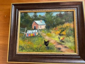 Original Ölgemälde:Hühner,Wäscherei und ein Bauernhof. Arizona Künstler: Mitchell - Bild 1 von 8