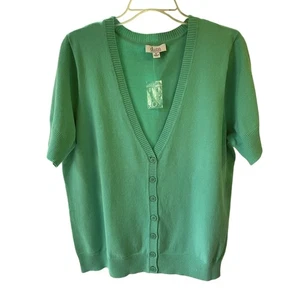 D&Co. Essentials XL mintgrün S/S Pullover Oberteil Neu mit Etikett Knopfleiste vorne ab V-Ausschnitt - Bild 1 von 7