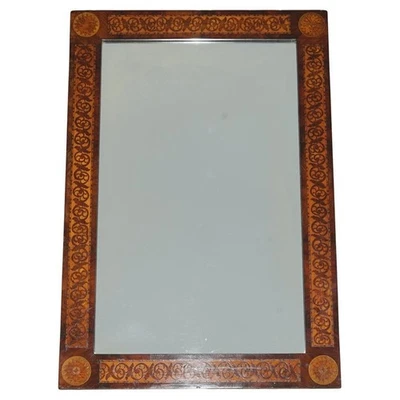 ORNATELY DECORATED ANTIQUE DUTCH MARQUETRY INLAY WALL MIRROR SUBLIME DETAILINGS - Image 1 of 4